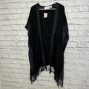 Treasure & Bond Black Open Front Swim Kimono Cover Up One Size